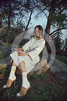 Asian woman fashion close-up portrait outdoors