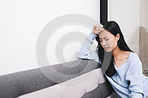 An asian woman getting anxiety and depression