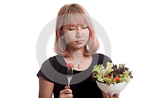 Asian woman hate salad.