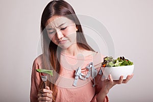 Asian woman hate salad.