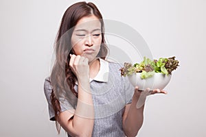 Asian woman hate salad.