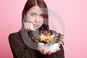 Asian woman hate salad.