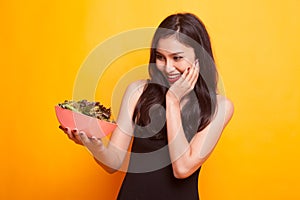 Asian woman hate salad.