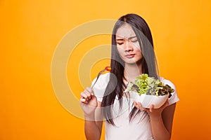 Asian woman hate salad.