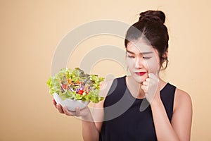 Asian woman hate salad.