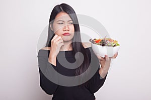 Asian woman hate salad.