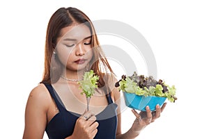 Asian woman hate salad.