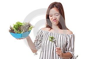 Asian woman hate salad.