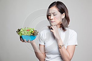 Asian woman hate salad.