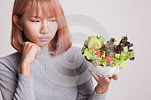 Asian woman hate salad.