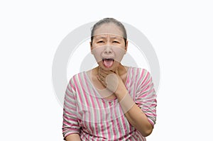 Asian woman have sore throat