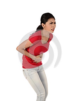 Asian woman have stomach ache