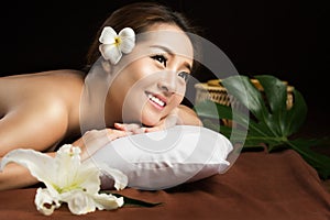 Asian woman having massage and spa salon Beauty treatment concept