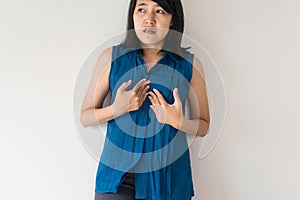 Asian woman having or symptomatic reflux acids