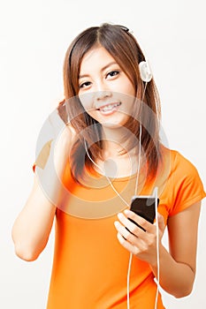 Asian woman and headphone