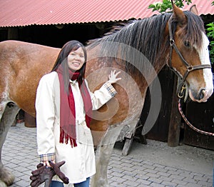 Asian woman with horse