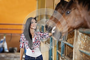 Asian woman and horse