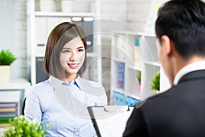 Asian woman in job interview