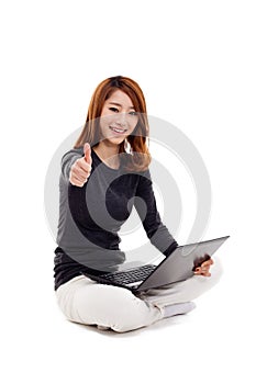 Asian woman with laptop