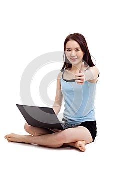 Asian woman with laptop