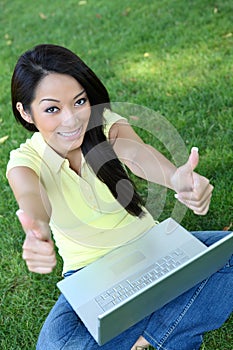 Asian Woman on Laptop Computer