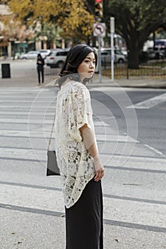 Asian Woman in lifestyle locations walking on the street