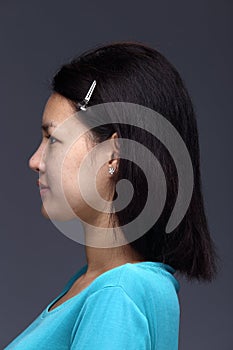 Asian Woman before make up hair style. no retouch, fresh face