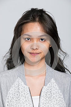 Asian Woman before make up hair style. no retouch, fresh face