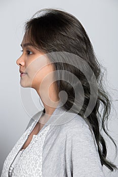 Asian Woman before make up hair style. no retouch, fresh face