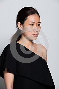 Asian Woman before make up hair style. no retouch, fresh face