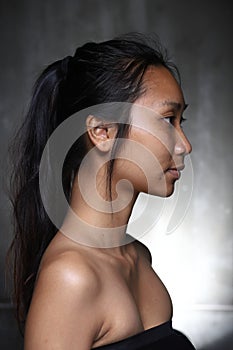 Asian Woman before make up hair style. no retouch, fresh face