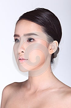 Asian Woman after make up hair style. no retouch, fresh face wit