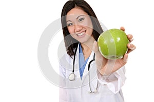 Asian Woman Nurse with Apple