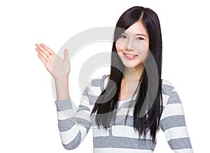 Asian Woman with open hand palm