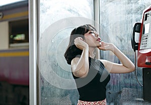 Asian woman outdoor fashion shoot.