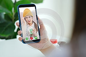 Asian woman patient make video call counseling doctor about healthcare by mobile phone, Telemedicine, Pharmacist