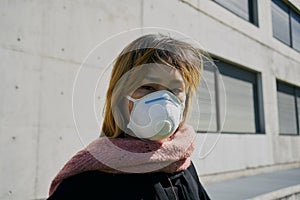 Asian woman with a protective mask. The concept of Coronavirus