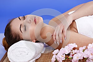 Asian woman relaxes at the spa