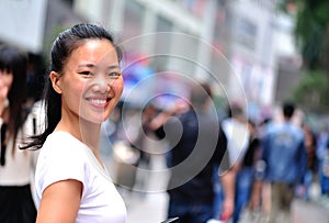 Asian woman at shopping street