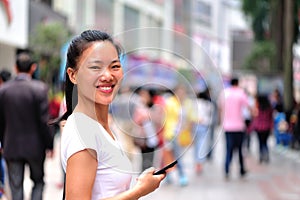 Asian woman at shopping street