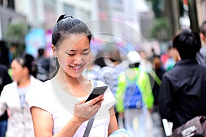 Asian woman at shopping street