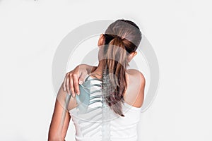 Asian woman with shoulder pain