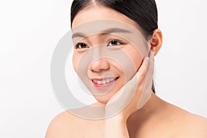 Asian woman is smiling skin beauty and health, for spa products and make up.