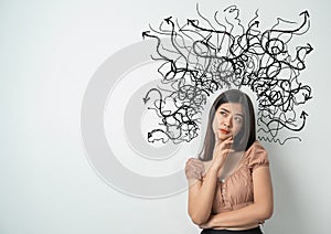 Asian woman stress and thinking