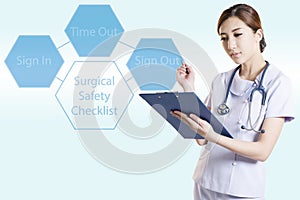 Asian woman surgeon in operation room