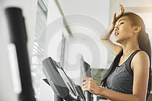 Asian woman with sweat exercising