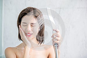 Asian woman take a shower