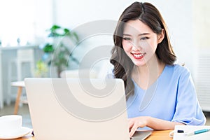 Asian woman telework at home