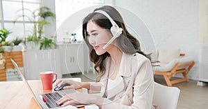 Asian woman telework at home photo