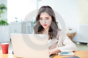 Asian woman telework at home photo